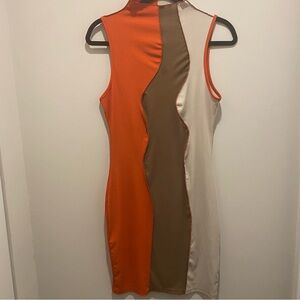 SHEIN Color-Block Ribbed Knit Sleeveless MIDI Dress Women’s Size L EUC